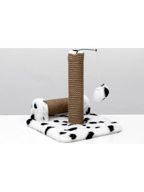 Когтеточка двойная для котят на подставке, джут, 30 х 28 х 32 см, далматинец