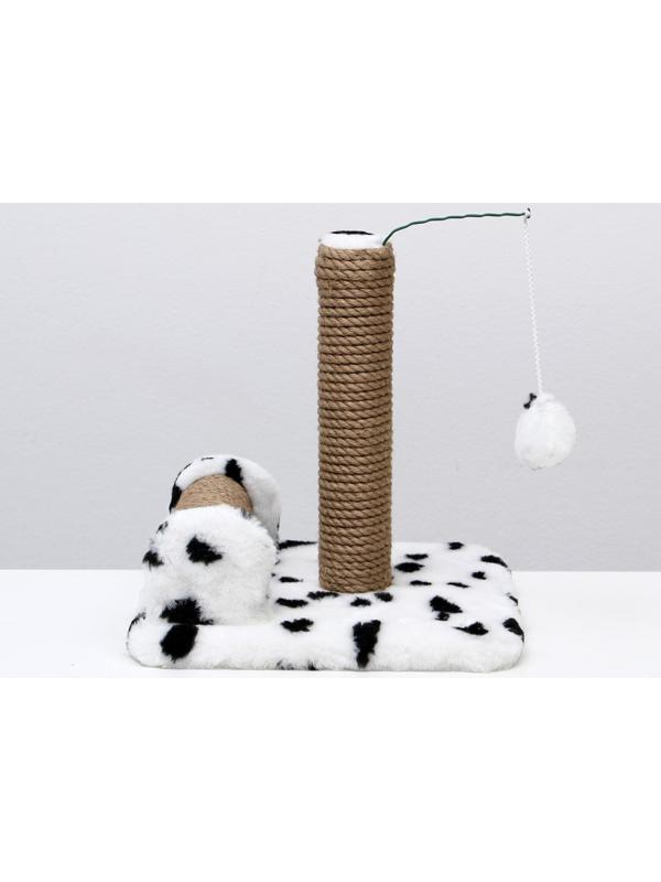 Когтеточка двойная для котят на подставке, джут, 30 х 28 х 32 см, далматинец
