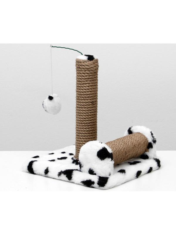 Когтеточка двойная для котят на подставке, джут, 30 х 28 х 32 см, далматинец