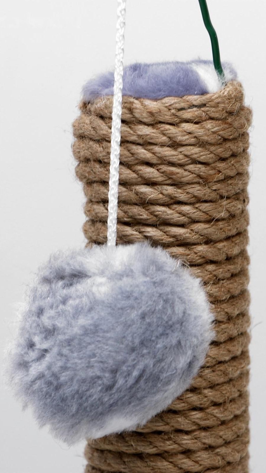 Когтеточка двойная для котят на подставке, джут, 30 х 28 х 32 см, серая с лапками