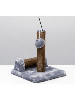 Когтеточка двойная для котят на подставке, джут, 30 х 28 х 32 см, серая с лапками