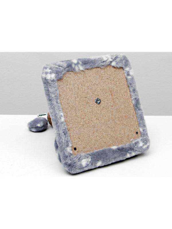 Когтеточка двойная для котят на подставке, джут, 30 х 28 х 32 см, серая с лапками