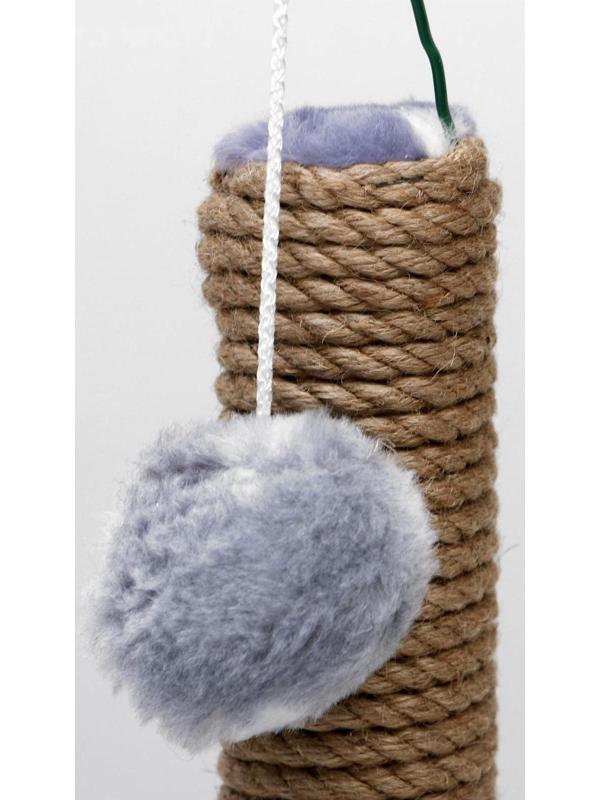 Когтеточка двойная для котят на подставке, джут, 30 х 28 х 32 см, серая с лапками