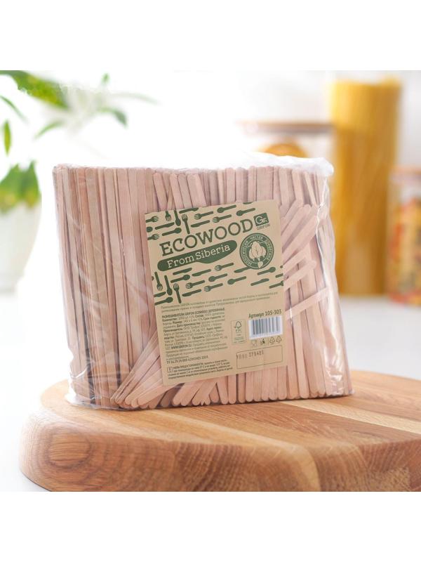 Размешиватель одноразовый, 14 см, берёза, цвет бежевый