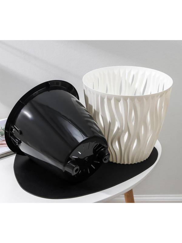 Кашпо для цветов со вставкой «Вдохновение», 7,5 л, цвет белый/чёрный