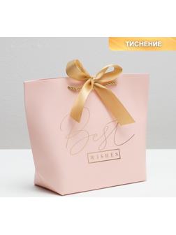 Пакет подарочный «Best wishes», 28 х 20 х 9 см