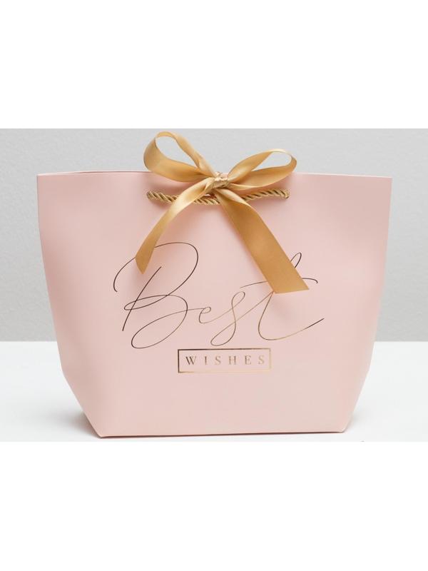 Пакет подарочный «Best wishes», 28 х 20 х 9 см