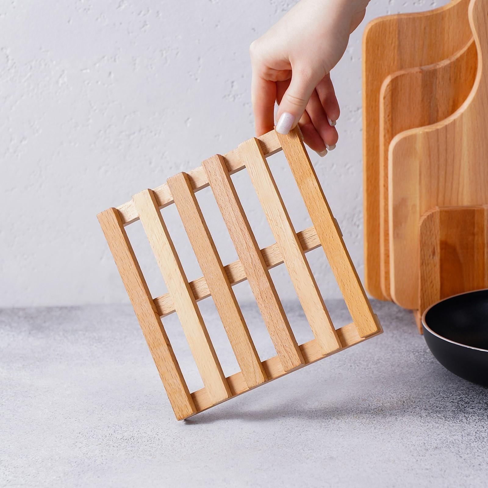 Подставка под горячее, решётка, массив бук, 18×18×2 см