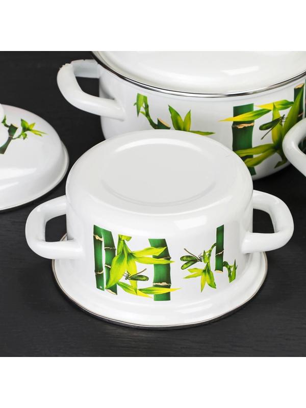 Набор кастрюль «Бамбук», 3 предмета: 1 л, 1,5 л, 2,3 л, цвет белый