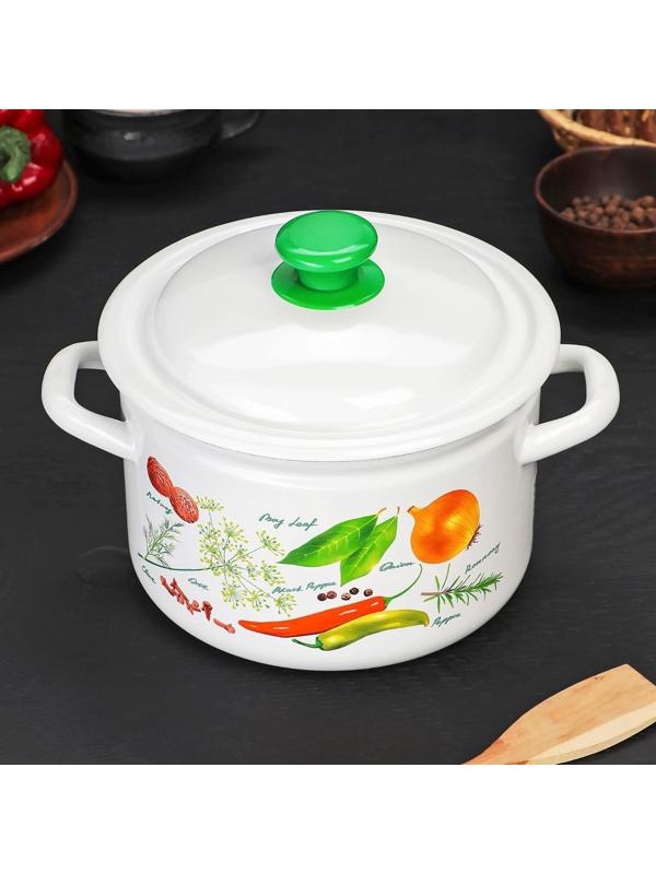 Кастрюля цилиндрическая, 4 л, индукция, деколь МИКС, цвет белый