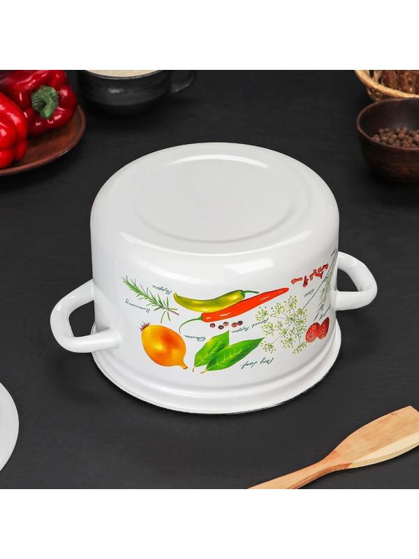 Кастрюля цилиндрическая, 4 л, индукция, деколь МИКС, цвет белый