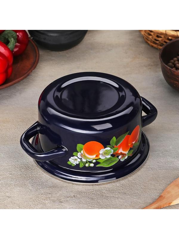 Кастрюля цилиндрическая, 1 л, деколь МИКС, индукция, цвет тёмно-синий