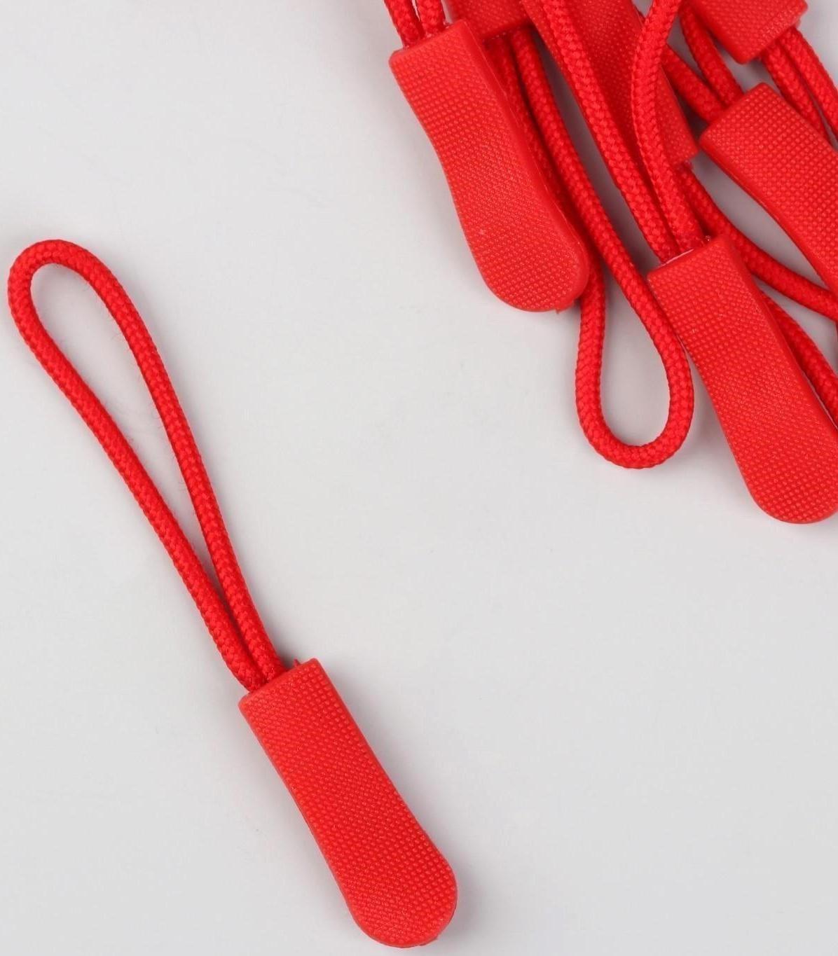 Пуллер для молнии, 2,5 см, 6 × 0,8 см, 10 шт, цвет красный