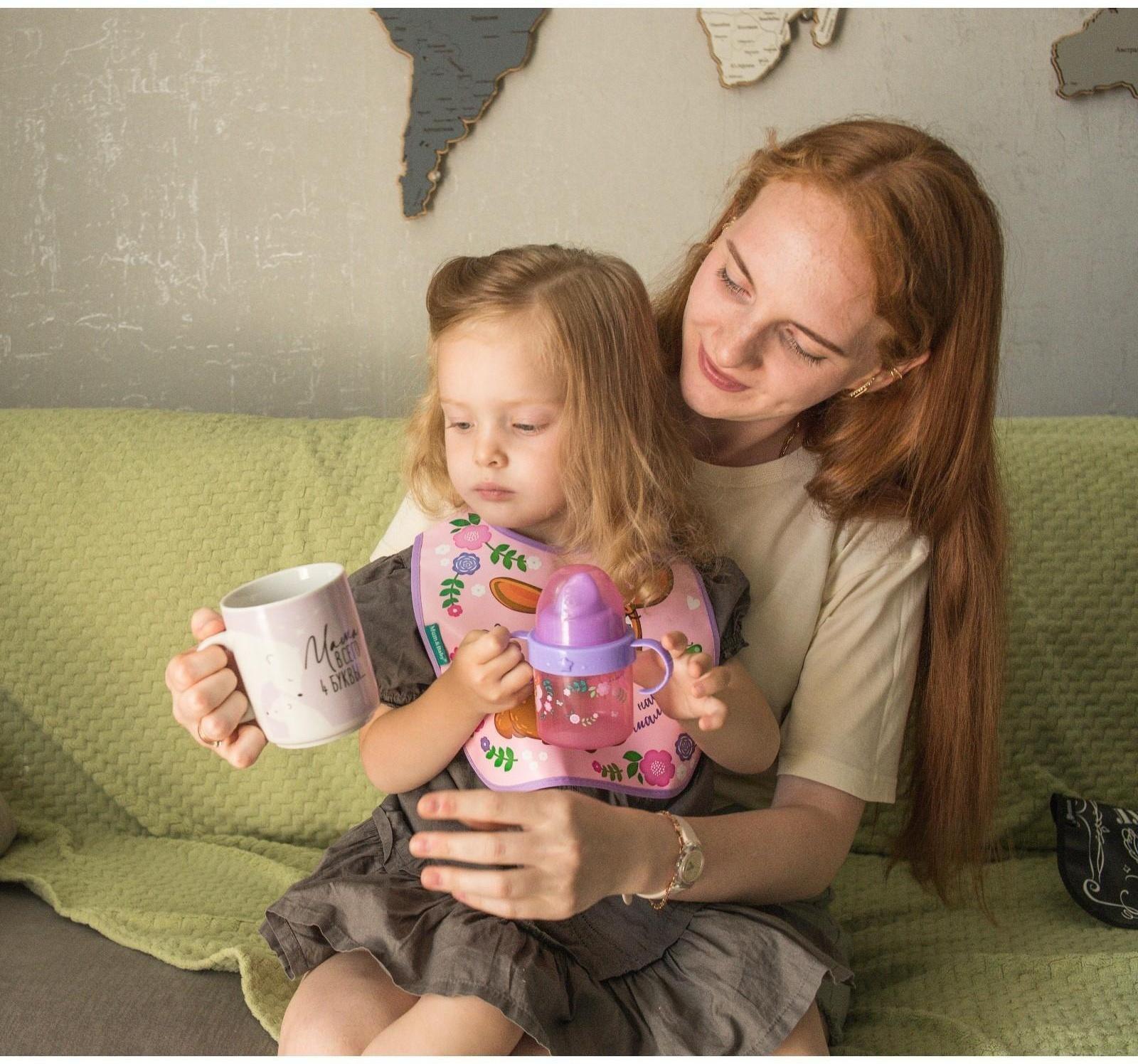 Нагрудник для кормления «Олененок» непромокаемый на липучке, с карманом