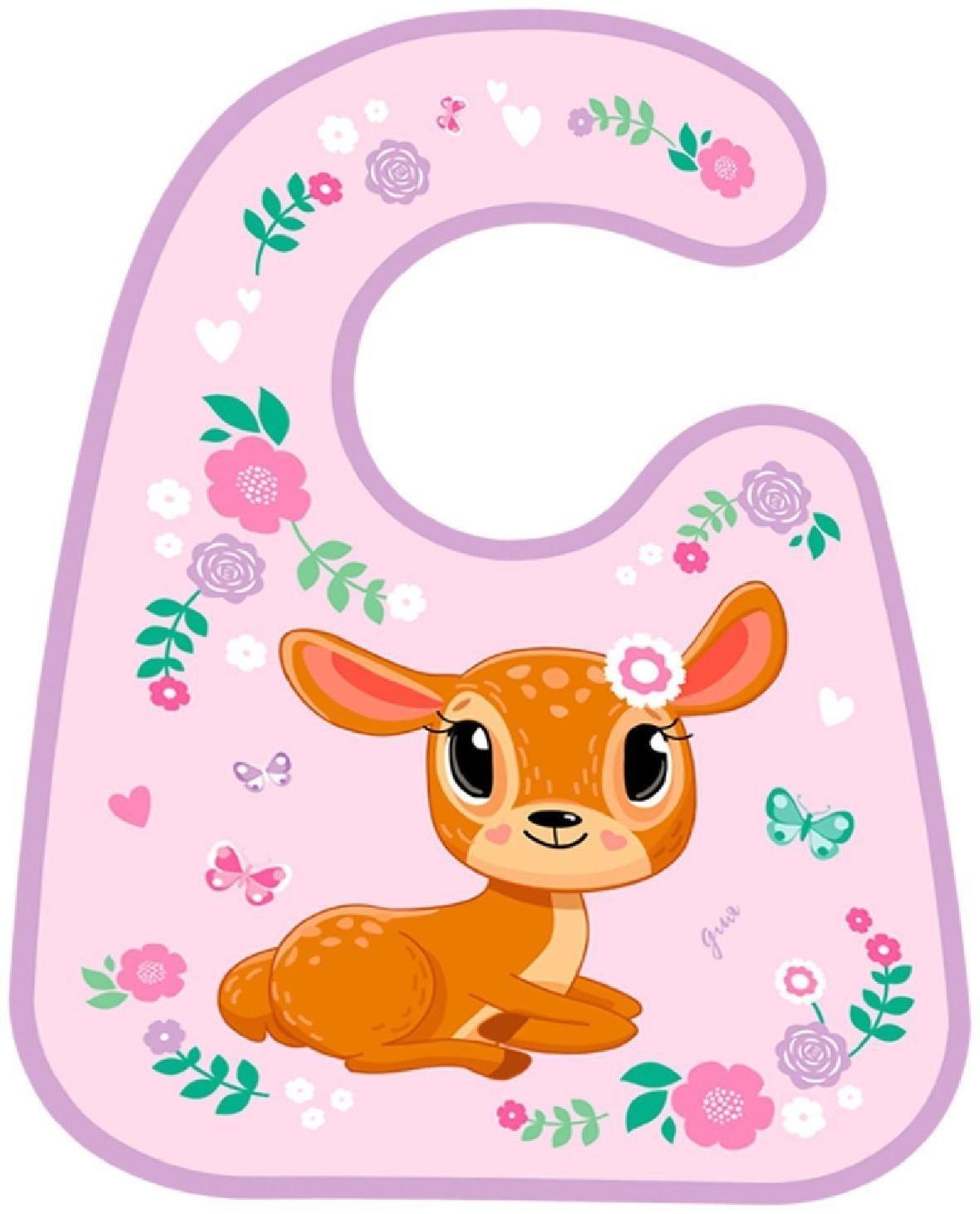 Нагрудник для кормления «Олененок» непромокаемый на липучке, с карманом