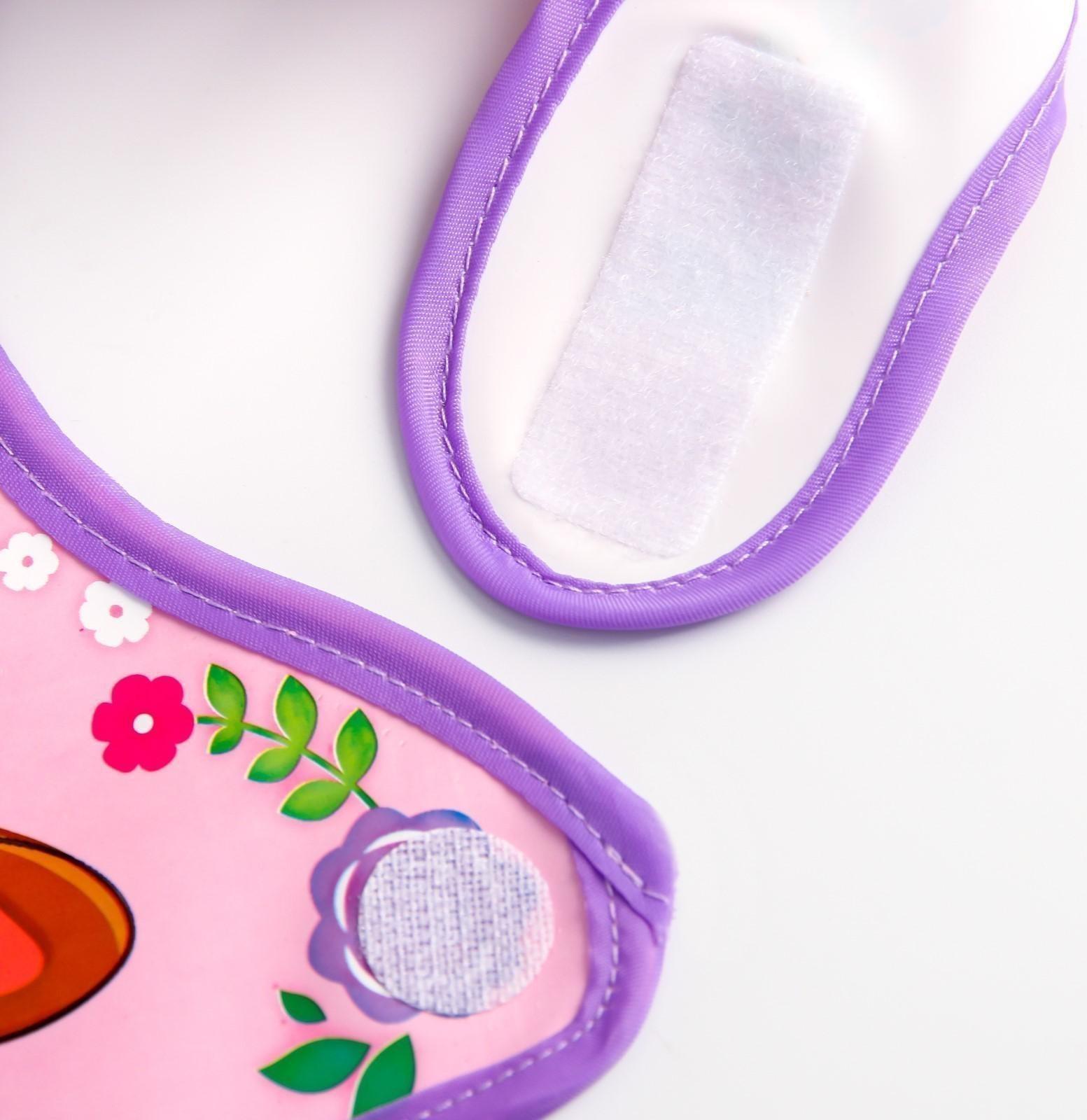 Нагрудник для кормления «Олененок» непромокаемый на липучке, с карманом