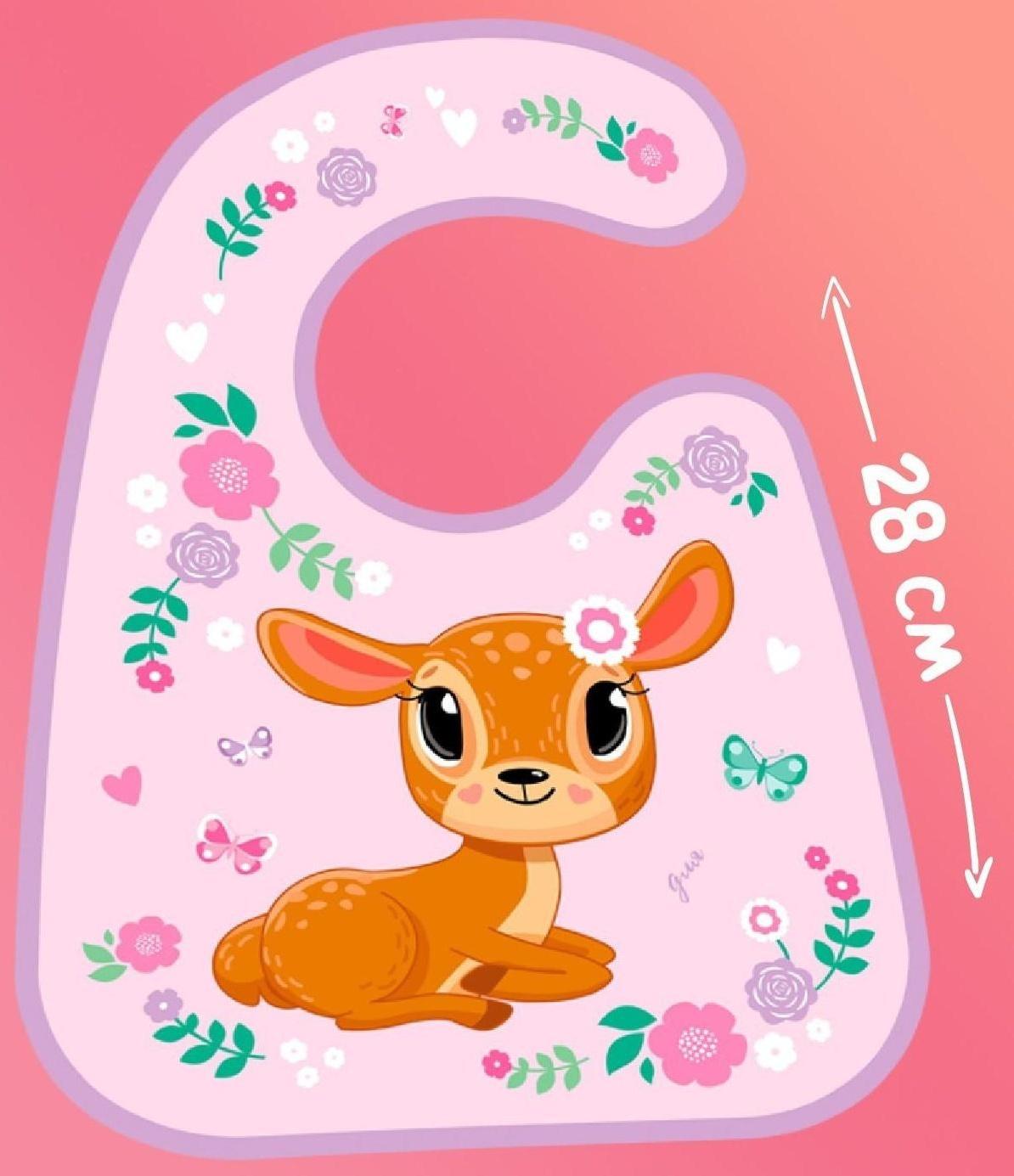 Нагрудник для кормления «Олененок» непромокаемый на липучке, с карманом