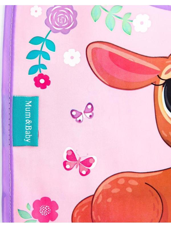 Нагрудник для кормления «Олененок» непромокаемый на липучке, с карманом