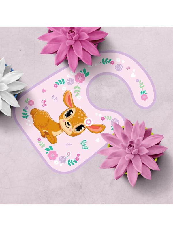 Нагрудник для кормления «Олененок» непромокаемый на липучке, с карманом