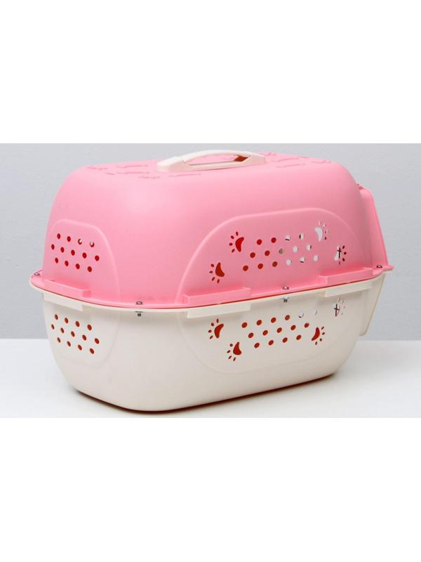 Переноска пластиковая, 47,5 х 33 х 31 см, розовая