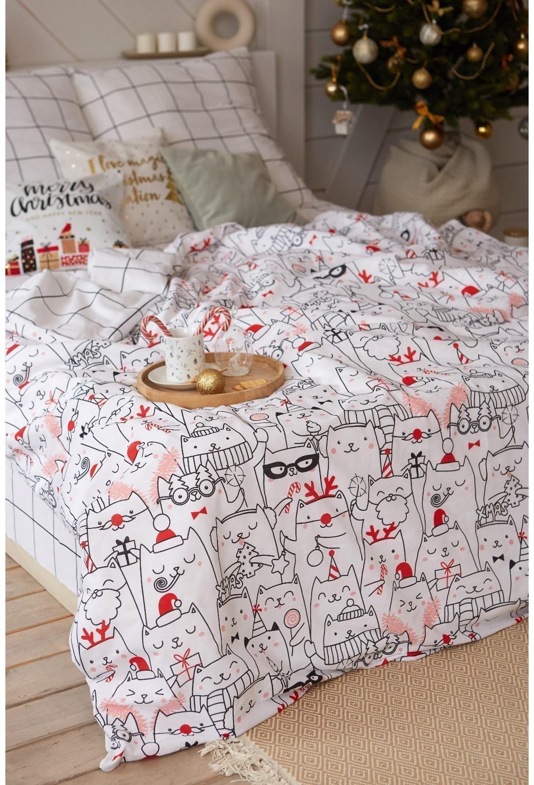 Постельное белье Этель 2 сп Xmas cat 175*215 см, 200*220 см, 70*70 см - 2 шт