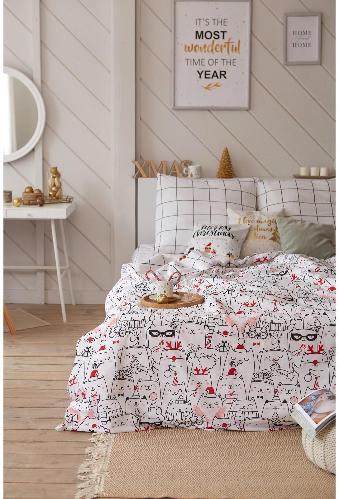 Постельное белье Этель 2 сп Xmas cat 175*215 см, 200*220 см, 70*70 см - 2 шт