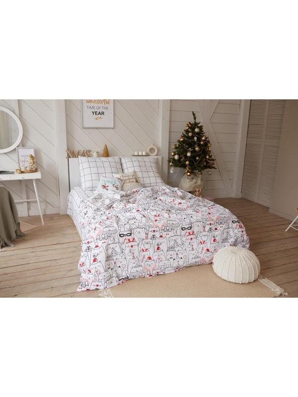 Постельное белье Этель 2 сп Xmas cat 175*215 см, 200*220 см, 70*70 см - 2 шт