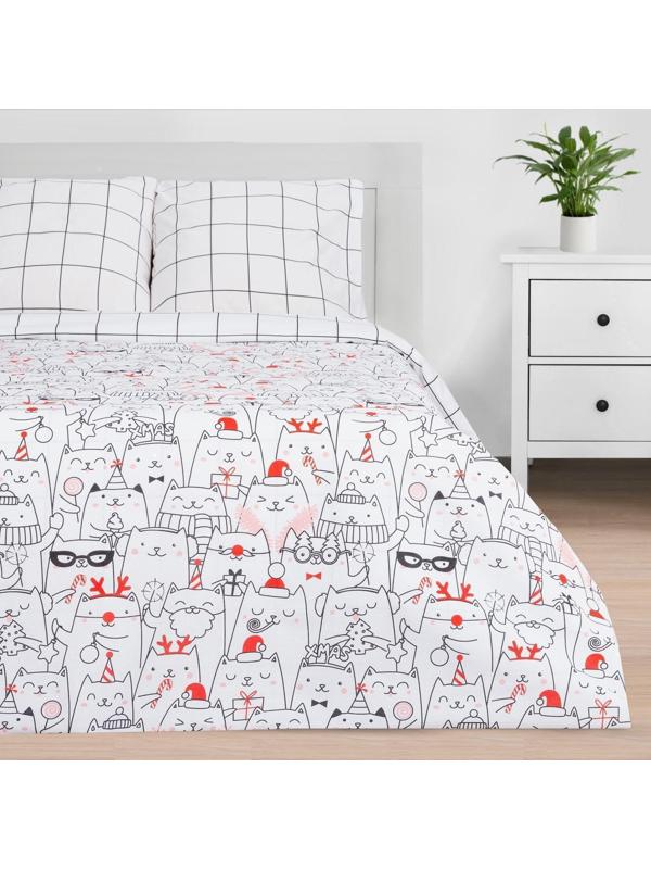 Постельное белье Этель 2 сп Xmas cat 175*215 см, 200*220 см, 70*70 см - 2 шт