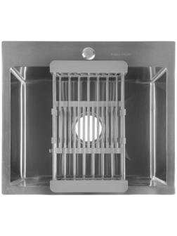 Мойка FABIA PROFI, 50х45 см, врезная, S = 3,0 и 0,8 мм, сифон с переливом + корзина