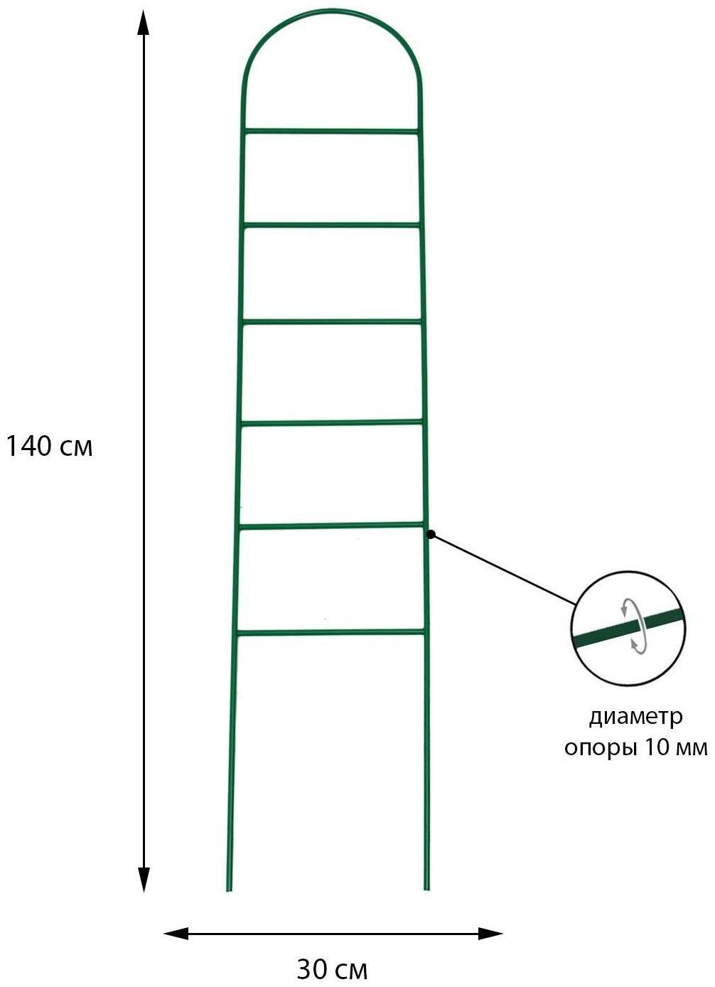Шпалера, 140 × 30 × 1 см, металл, зелёная, «Лестница»