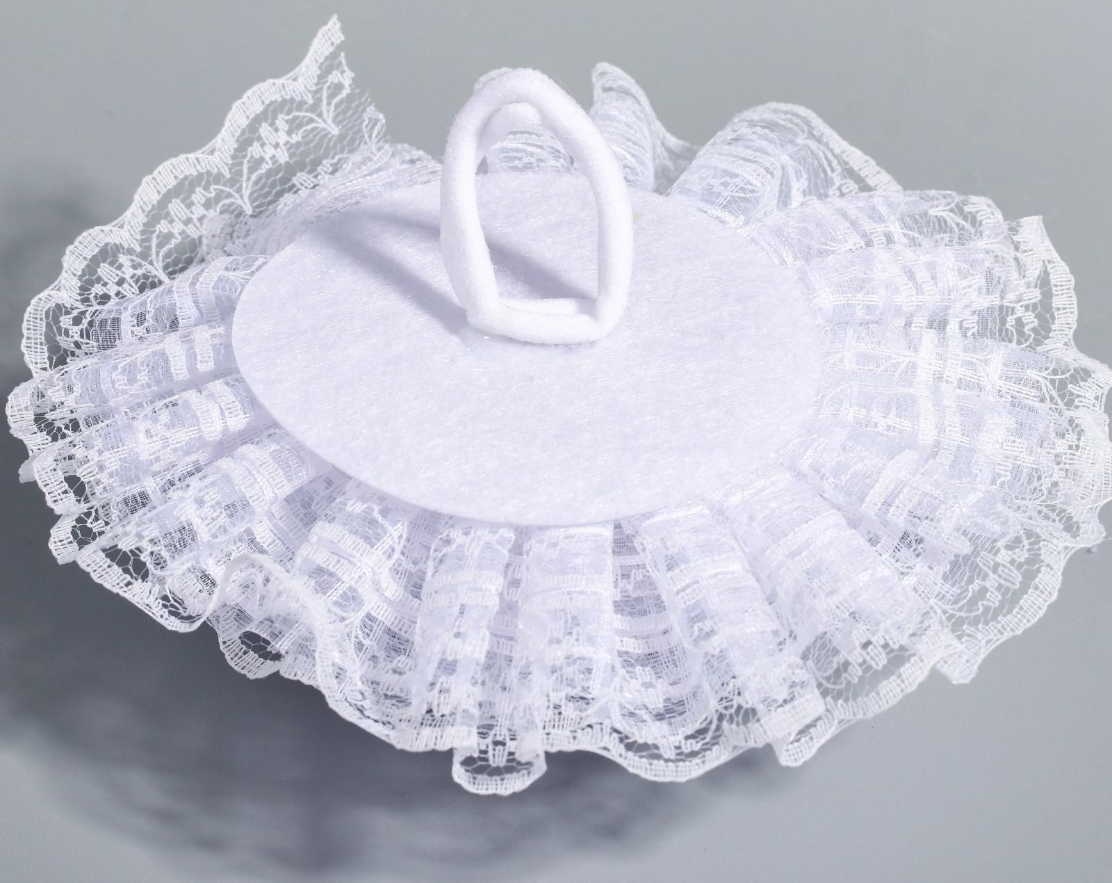 Бант для волос, ВИНКС, белый кружевной, 11 см