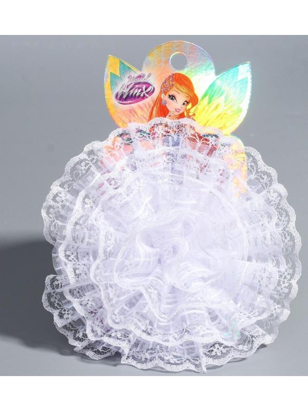 Бант для волос, ВИНКС, белый кружевной, 11 см