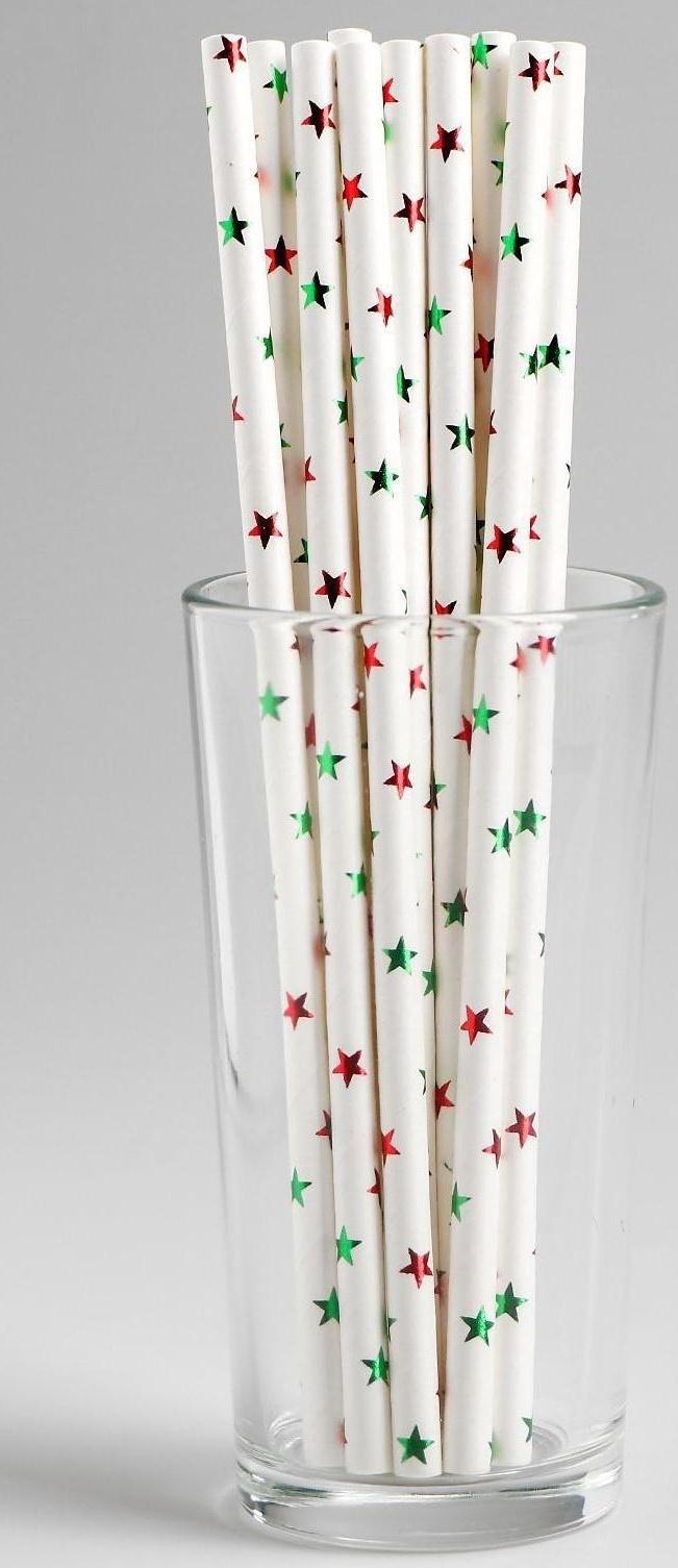 Трубочки для коктейля «Цветные звёзды», тиснение, набор 12 шт.