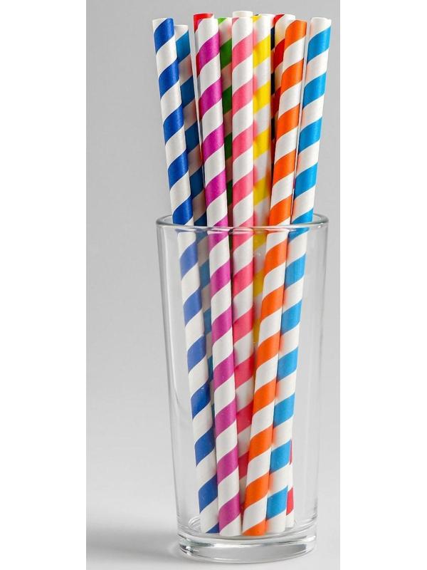 Трубочки для коктейля «Спираль», диаметр 0,8 см, набор 12 шт., цвета МИКС