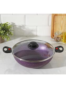 Казан, 4 л, d=28 см, стеклянная крышка, две съёмные ручки, цвет фиолетовый
