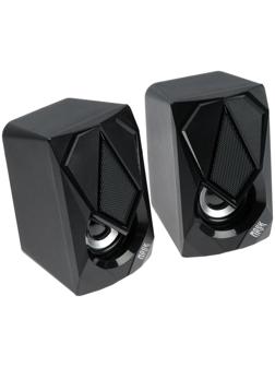 Компьютерные колонки 2.0 Qumo Mask AS004, 2х5 Вт, USB, RGB подсветка, чёрные