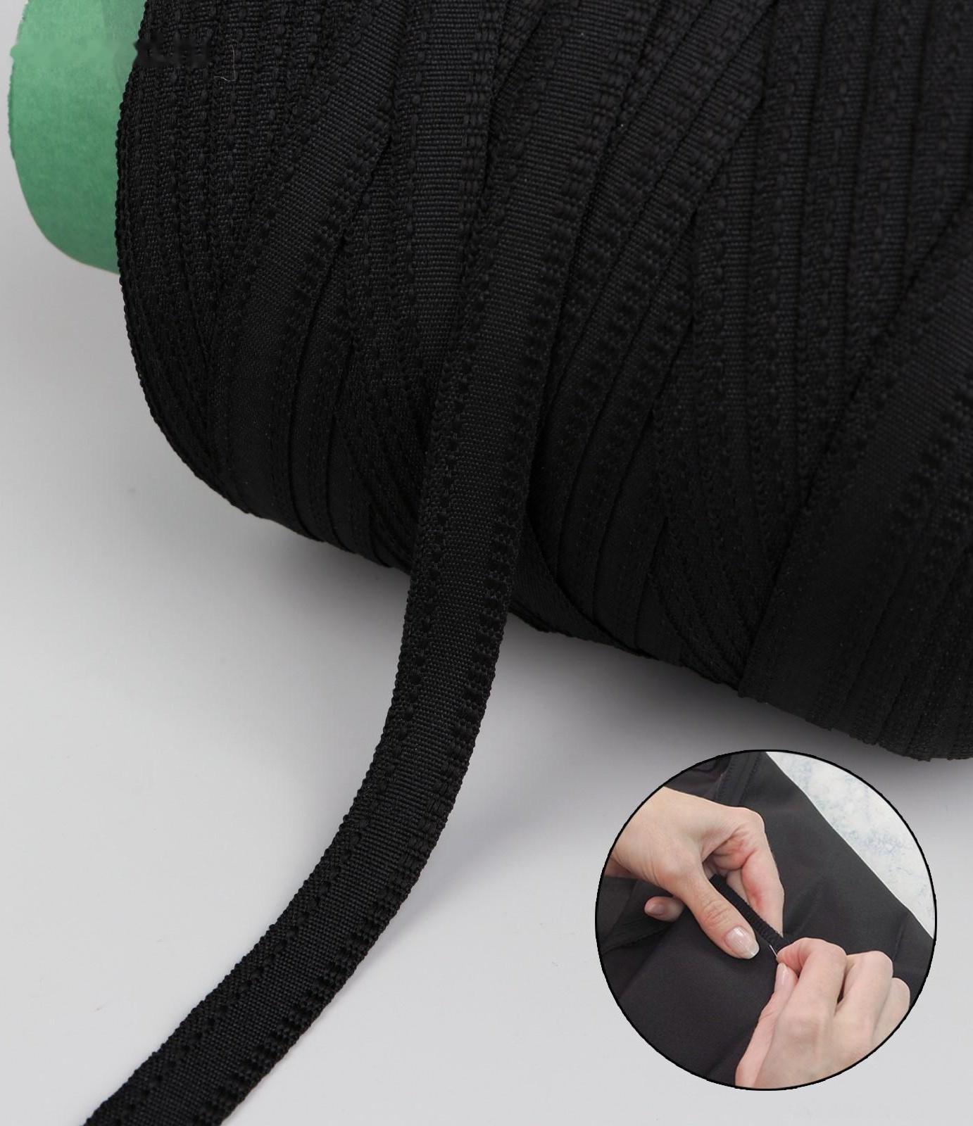 Лента брючная, 15 мм, 200 ± 1 м, цвет чёрный