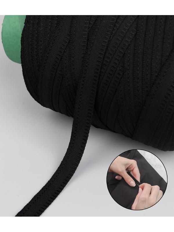 Лента брючная, 15 мм, 200 ± 1 м, цвет чёрный