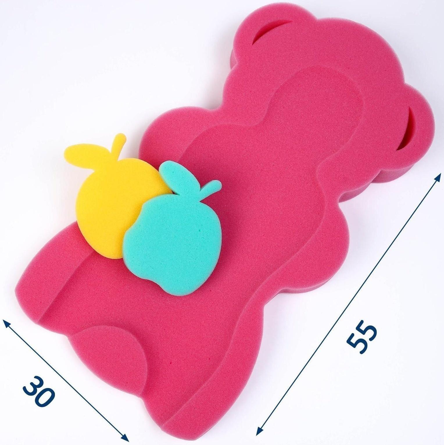 Подкладка для купания макси «Мишка», цвет красный/розовый, 55х30х6см