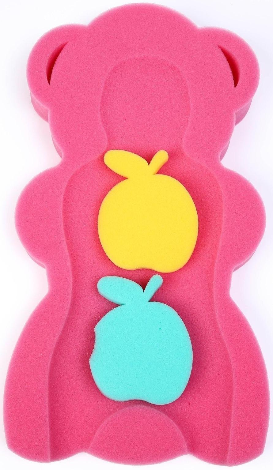 Подкладка для купания макси «Мишка», цвет красный/розовый, 55х30х6см