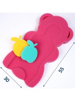 Подкладка для купания макси «Мишка», цвет красный/розовый, 55х30х6см