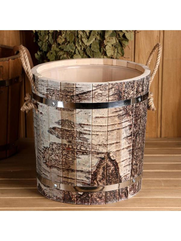 Запарник из липы, 13 л, пластиковая вставка, ручки веревки, 
