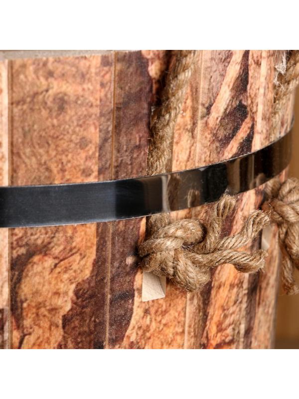 Запарник из липы, 13 л, пластиковая вставка, нержавеющий обод, ручки веревки, 