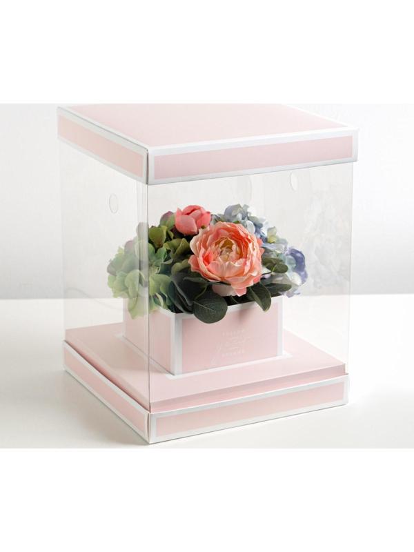 Коробка для цветов с вазой и PVC окнами складная Follow Your Dreams, 23 х 30 х 23 см