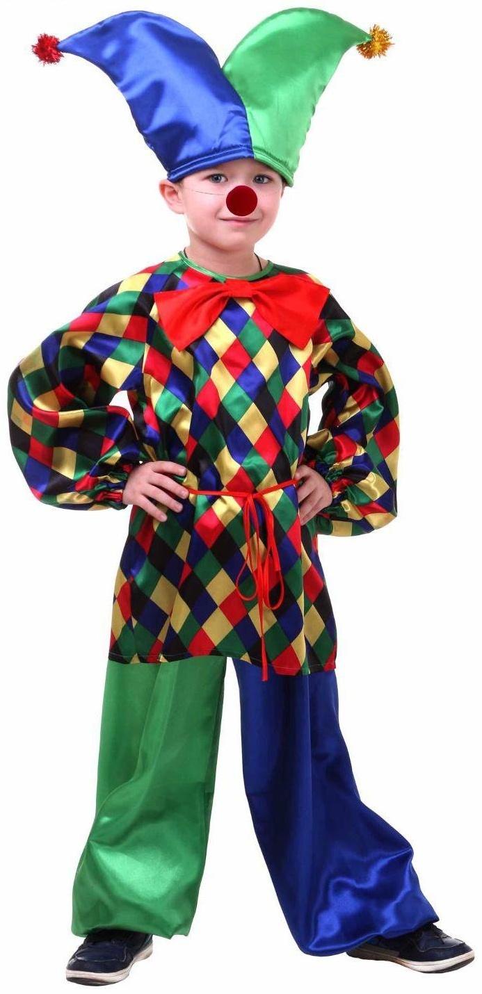 Карнавальный костюм «Клоун Кеша», рубашка, штаны, шапка, бант, носик, р. 36, рост 140 см