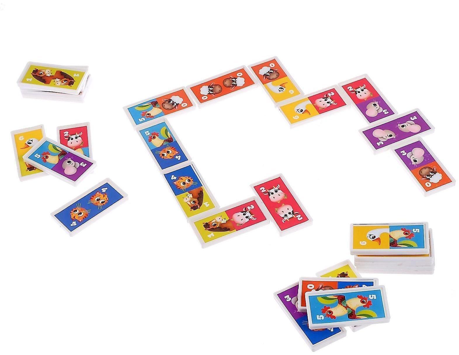 Домино «Весёлая ферма», пластик, 28 деталей