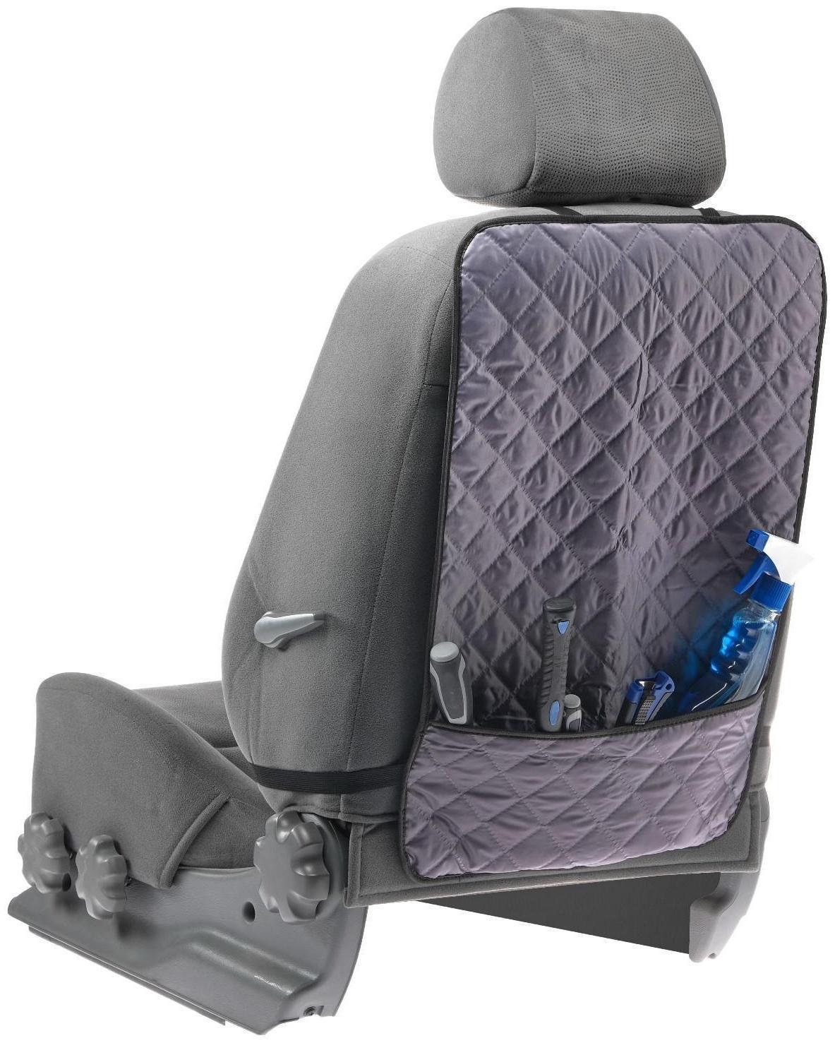 Накидка-незапинайка на спинку, с карманом, оксфорд, ромб, серый, размер: 60х40 см