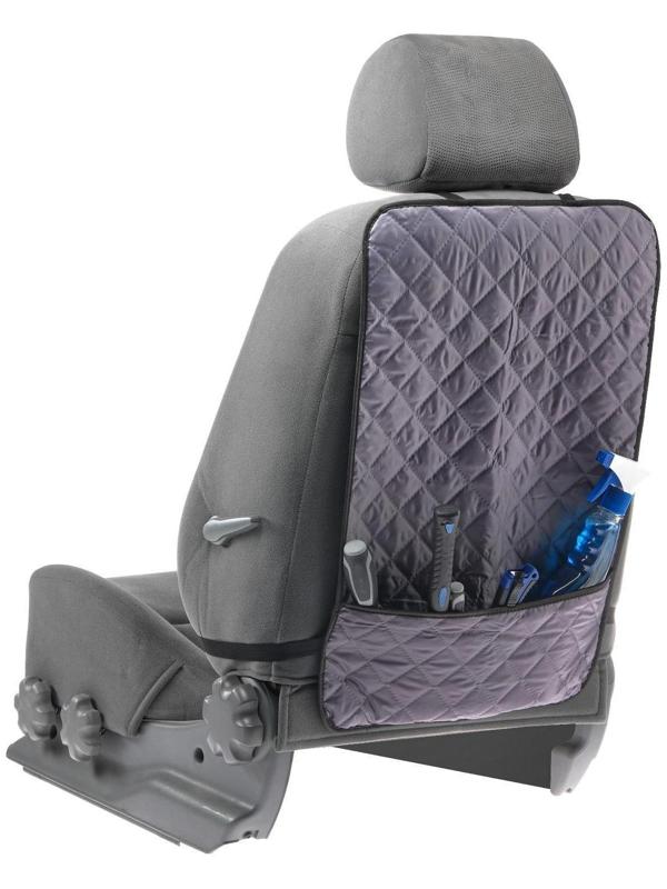 Накидка-незапинайка на спинку, с карманом, оксфорд, ромб, серый, размер: 60х40 см