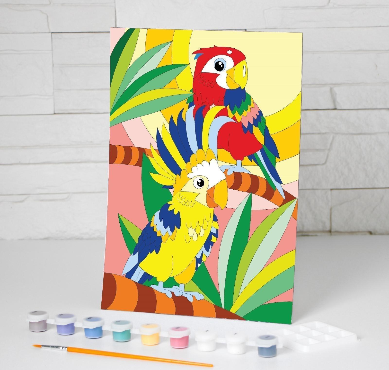 Картина по номерам «Попугаи» 20х28,5 см