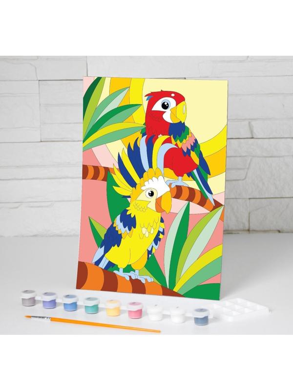 Картина по номерам «Попугаи» 20х28,5 см